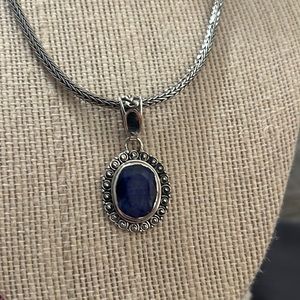 Sapphire and sterling silver pendant